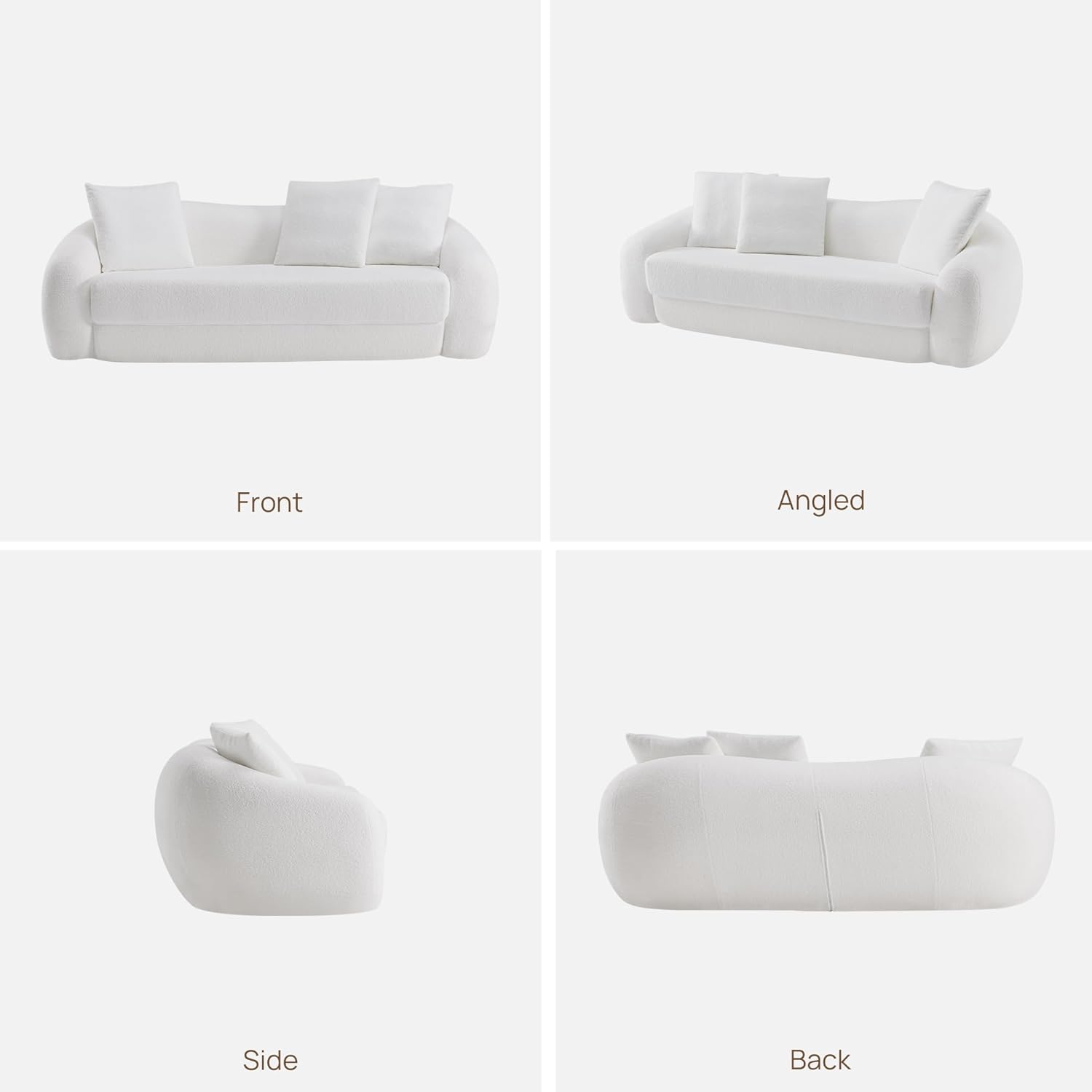 SICOTAS 90.6" Curved Convertible Sofa Couch Bed for Living Room Futon Cloud Boneless Sleeper Sofa Pull Out Floor Couch with Deep Seat Modern 3 Seater Foam Bed No Assembly for Bedroom Apartment, White