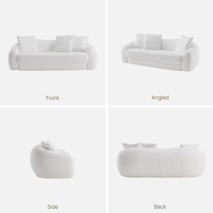 SICOTAS 90.6" Curved Convertible Sofa Couch Bed for Living Room Futon Cloud Boneless Sleeper Sofa Pull Out Floor Couch with Deep Seat Modern 3 Seater Foam Bed No Assembly for Bedroom Apartment, White