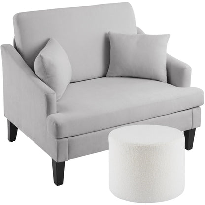 Bezseller Oversized Accent Chair, 33.5'' Wide Seat Comfy Armchair with 2 Pillows, Upholstered Big Reading Chair, Modern Single Sofa Chair for Living Room Bedroom Apartment Office, Beige