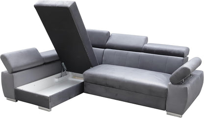 Ecksofa OTTO, Eckcouch mit Schlaffunktion, Federkern, Verstellbare Kopfstützen, Einfacher Klappmechanismus, Bettfunktion, Zusätzlicher Stauraum, Plüsch Anthrazit, Links