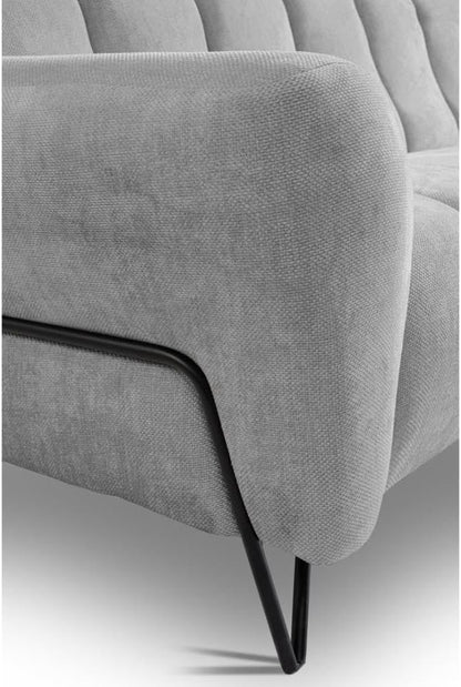 VOLARE Grau 3-Sitzer - Modernes Wohnzimmer mit Metallbeinen, Weiche Polsterung, Breite 220 cm, Höhe 83 cm, Tiefe 98 cm, Ohne Schlaffunktion