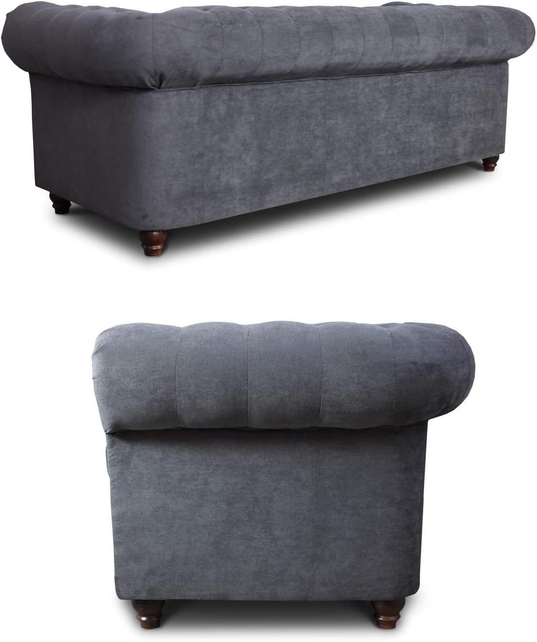 Chesterfield Asti 3-Seater Sofa Set, Glamour Design Sofa Set, Wooden Feet, Upholstered Sofa, for the Living Room