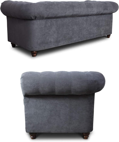 Chesterfield Asti 3-Seater Sofa Set, Glamour Design Sofa Set, Wooden Feet, Upholstered Sofa, for the Living Room