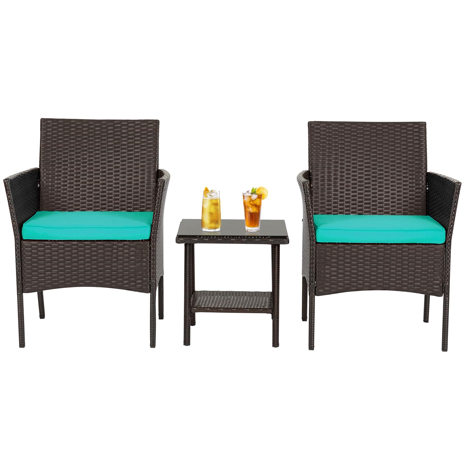 FDW | 4-Piece Patio Furniture Set | Black | Outdoor Wicker Furniture with Coffee Table | Modern Rattan Chairs Conversation Set | Outdoor Seating | Weather-Resistant | for Porch, Garden, Lawn