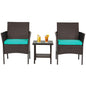 FDW | 4-Piece Patio Furniture Set | Black | Outdoor Wicker Furniture with Coffee Table | Modern Rattan Chairs Conversation Set | Outdoor Seating | Weather-Resistant | for Porch, Garden, Lawn