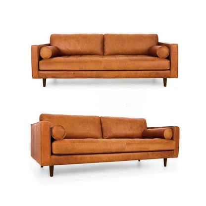 Solid Wood Leg Support Light Tan 2 Seater Living Room Furniture Sets Sofa Fabric Couch