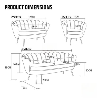 Smooth Soft Fabric Sofa Living Room 1/2/3 Seater Sofa +Pillow