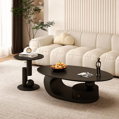 Living Room Tea Table Combination Oval Coffee Table and Side Table Set