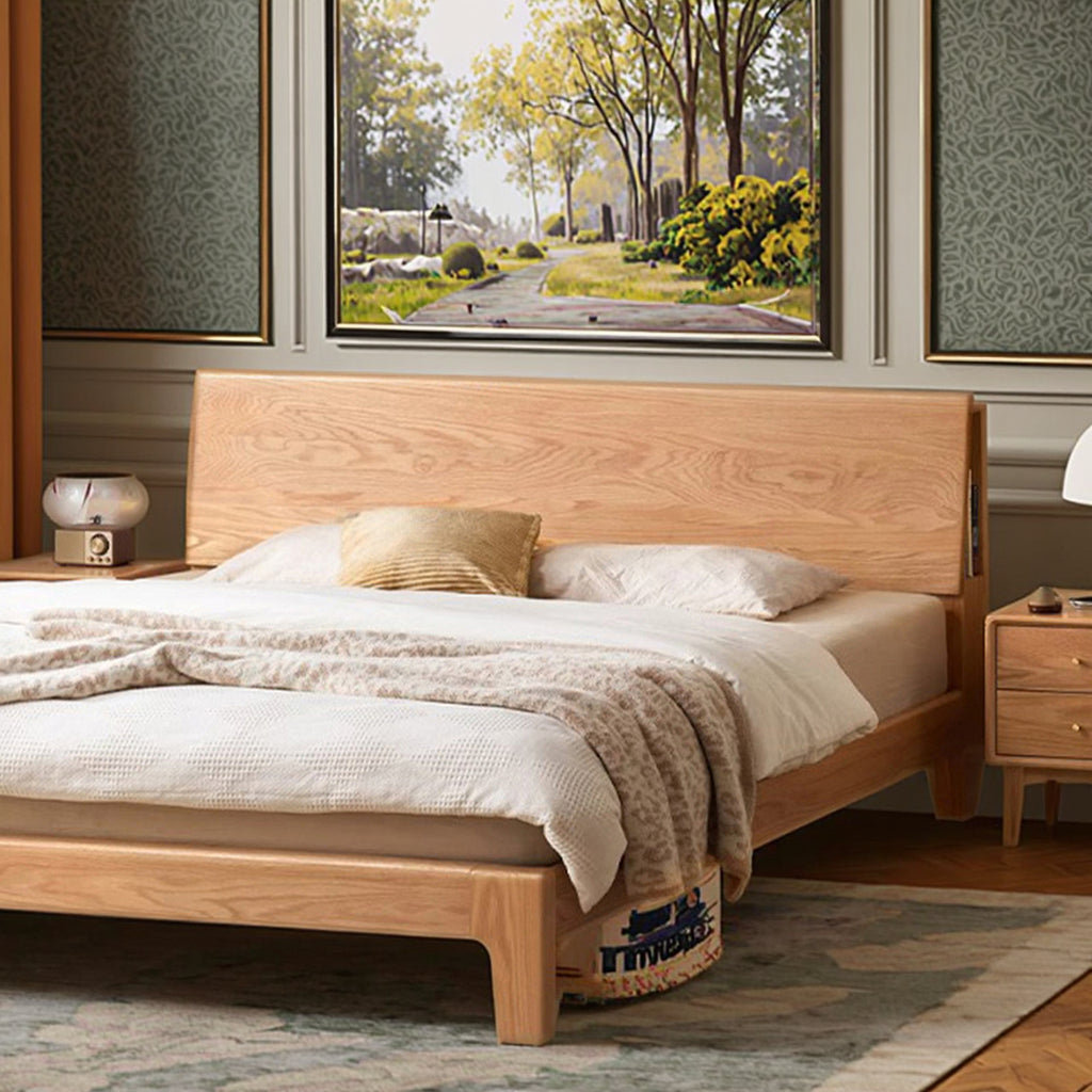 Modern Design King-size Queen-size Wood Bed Solid Oak King-size Queen-size Wood Bed