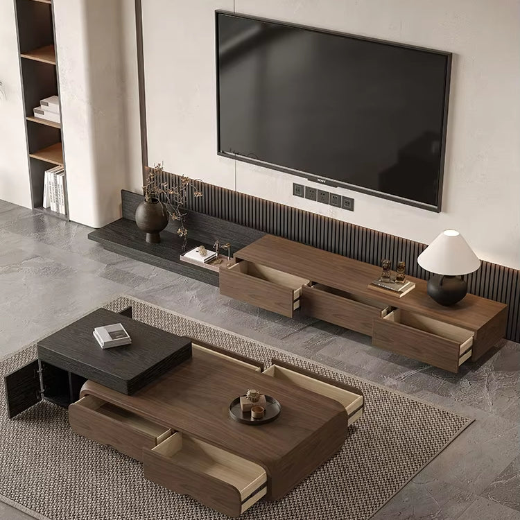Living Room Set with Extendable Coffee Table and TV Cabinet Combination
