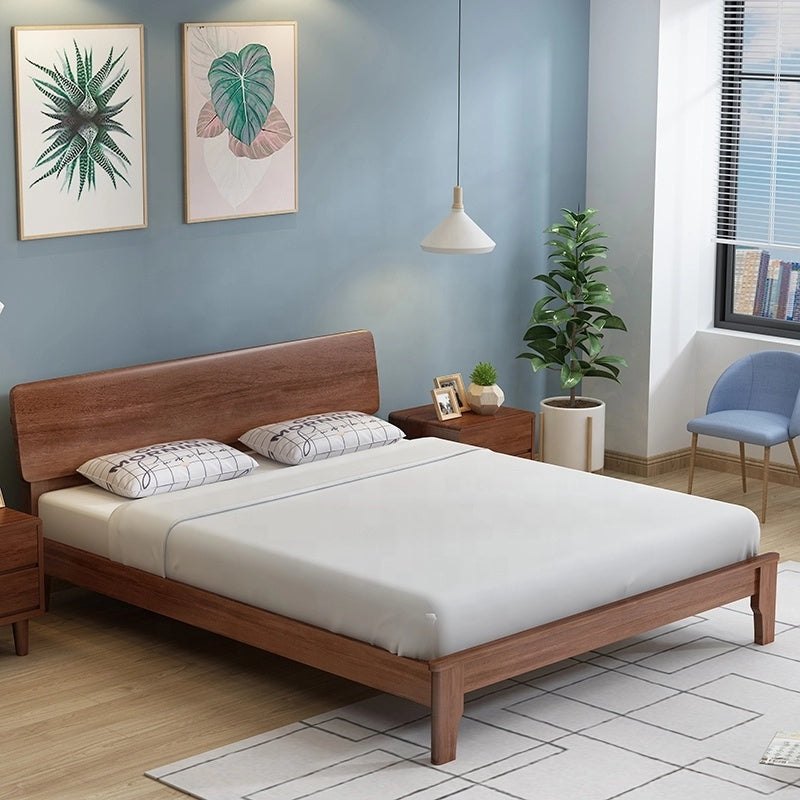 Solid Wood Designs king Queen Size Bed Room Set Modern Bedroom Furniture Wood Bed with Storage