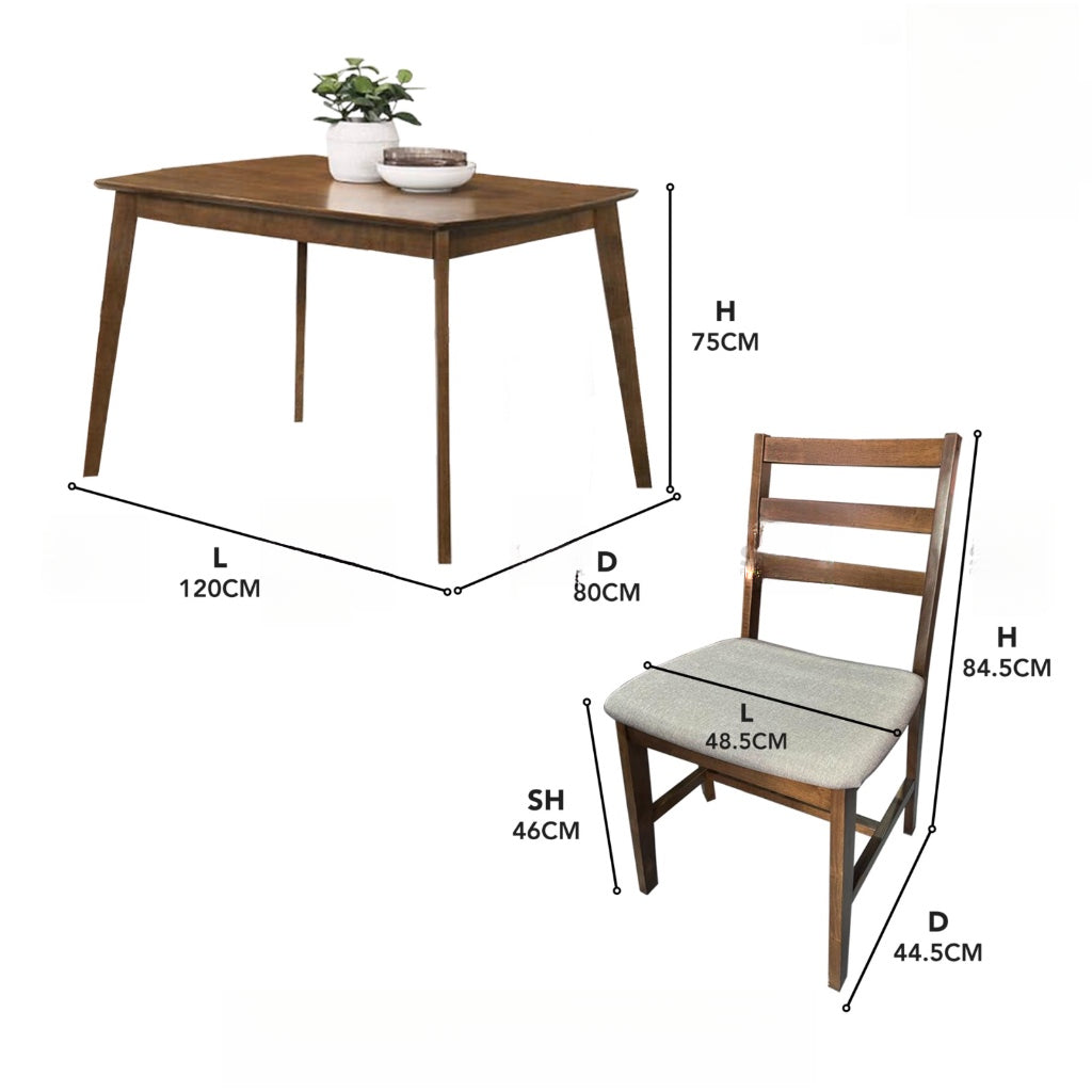 SOLID WOOD 1+4 DINING TABLE SET Dining Table & Chair