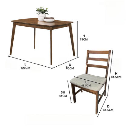 SOLID WOOD 1+4 DINING TABLE SET Dining Table & Chair