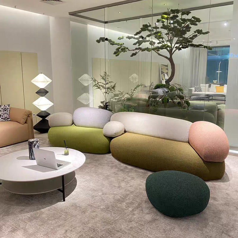 Accent Bed Elegant Light Living Room Set  Fabric Sectional Sofa