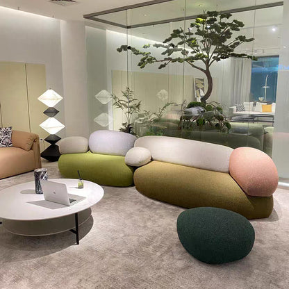 Accent Bed Elegant Light Living Room Set  Fabric Sectional Sofa