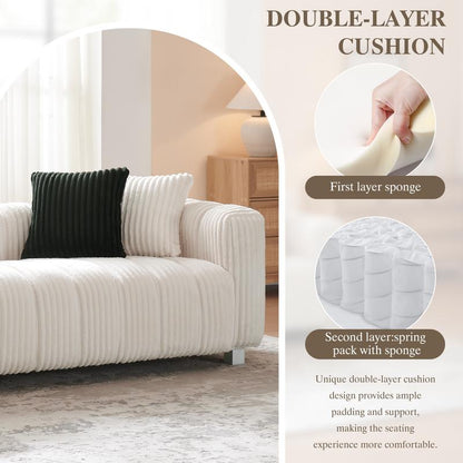 Durable Fabric Sofa with 5 Pillows 3-Seater Sectional Sofa