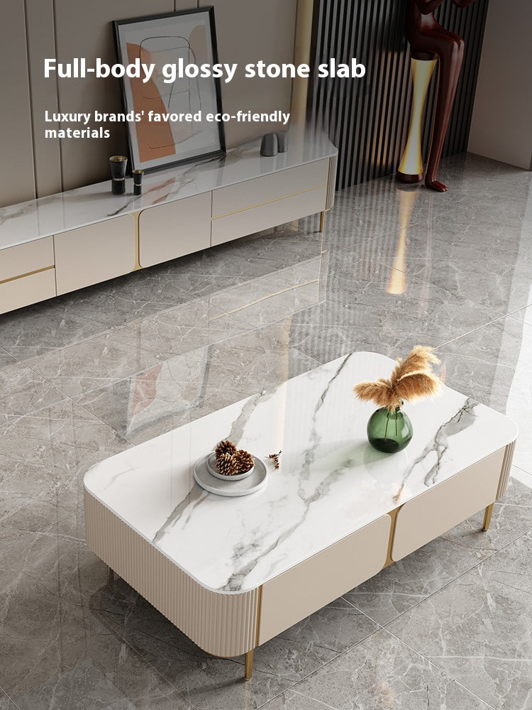 Living Room Furniture Rock Board TV Stand Coffee Table Foldable Set