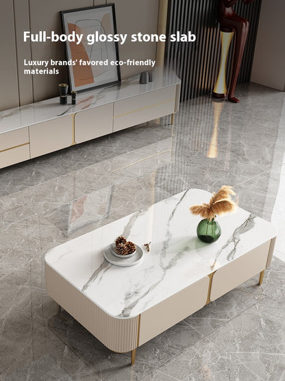 Living Room Furniture Rock Board TV Stand Coffee Table Foldable Set