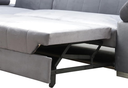 Ecksofa OTTO, Eckcouch mit Schlaffunktion, Federkern, Verstellbare Kopfstützen, Einfacher Klappmechanismus, Bettfunktion, Zusätzlicher Stauraum, Plüsch Anthrazit, Links