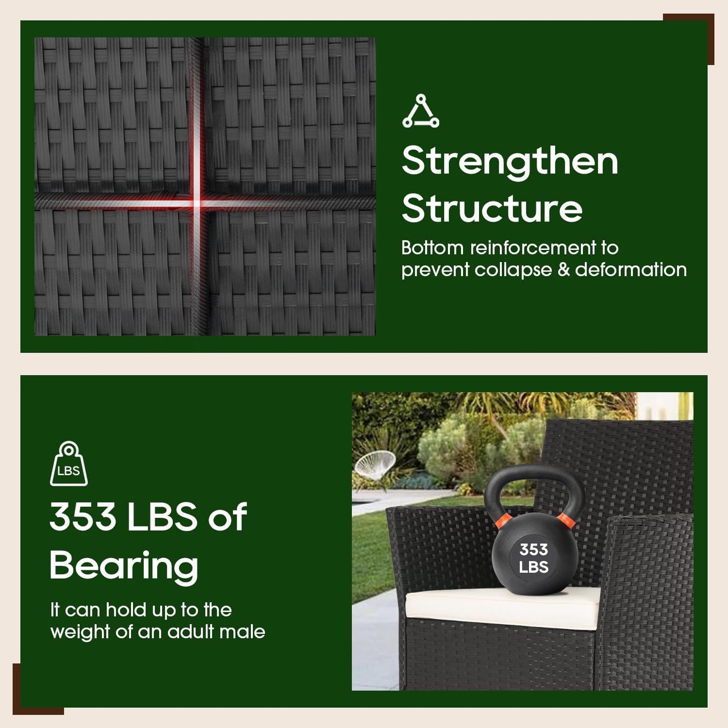 FDW | 4-Piece Patio Furniture Set | Black | Outdoor Wicker Furniture with Coffee Table | Modern Rattan Chairs Conversation Set | Outdoor Seating | Weather-Resistant | for Porch, Garden, Lawn