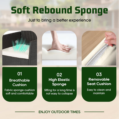 FDW | 4-Piece Patio Furniture Set | Black | Outdoor Wicker Furniture with Coffee Table | Modern Rattan Chairs Conversation Set | Outdoor Seating | Weather-Resistant | for Porch, Garden, Lawn