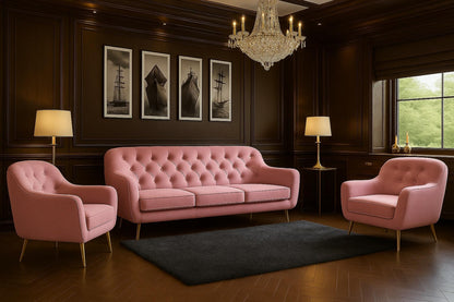 A&J MöbelLand GmbH Benito Upholstered Set 3-Seater Sofa + 2 Armchairs - Living Room Set, Modern Design, Bonell Spring Core, Durable Quality, Cover in Grey