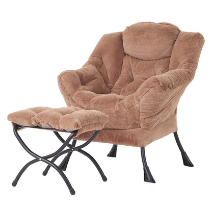 Tiita Lazy Chair with Ottoman, Modern Large Accent Lounge Chair, Leisure Sofa Armchair with Ottoman, Reading Chairs with Footrest for Bedroom, Living Room, Dorm Rooms, Garden