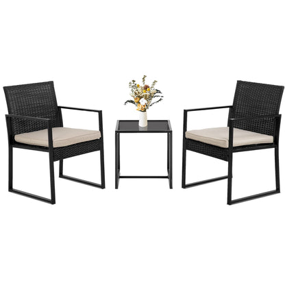 FDW | 4-Piece Patio Furniture Set | Black | Outdoor Wicker Furniture with Coffee Table | Modern Rattan Chairs Conversation Set | Outdoor Seating | Weather-Resistant | for Porch, Garden, Lawn