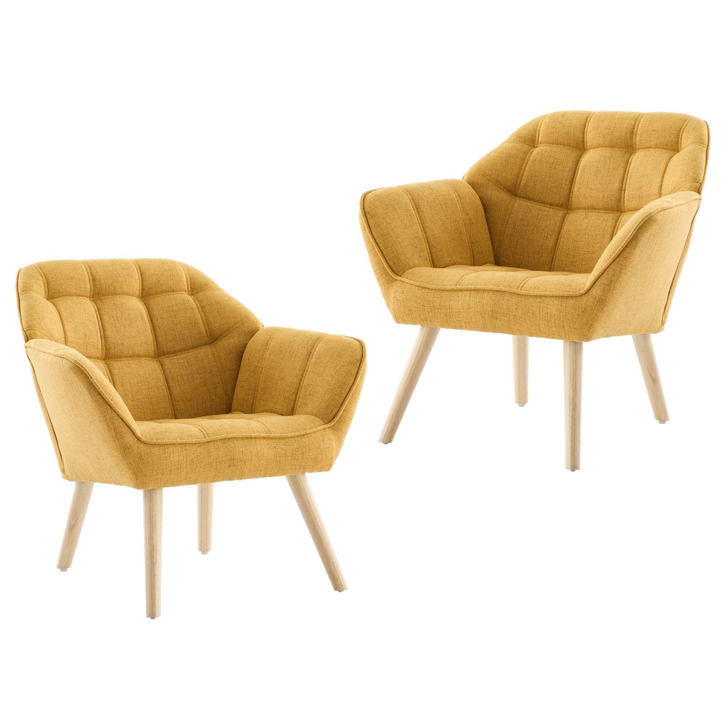 Accent Chair Armchair, Padded Armrest Chair, Reading Chair with Wooden Legs Made of Linen, Reading Chair, Single Sofa, TV Chair for Living Room, Bedroom, Lounges, Beige