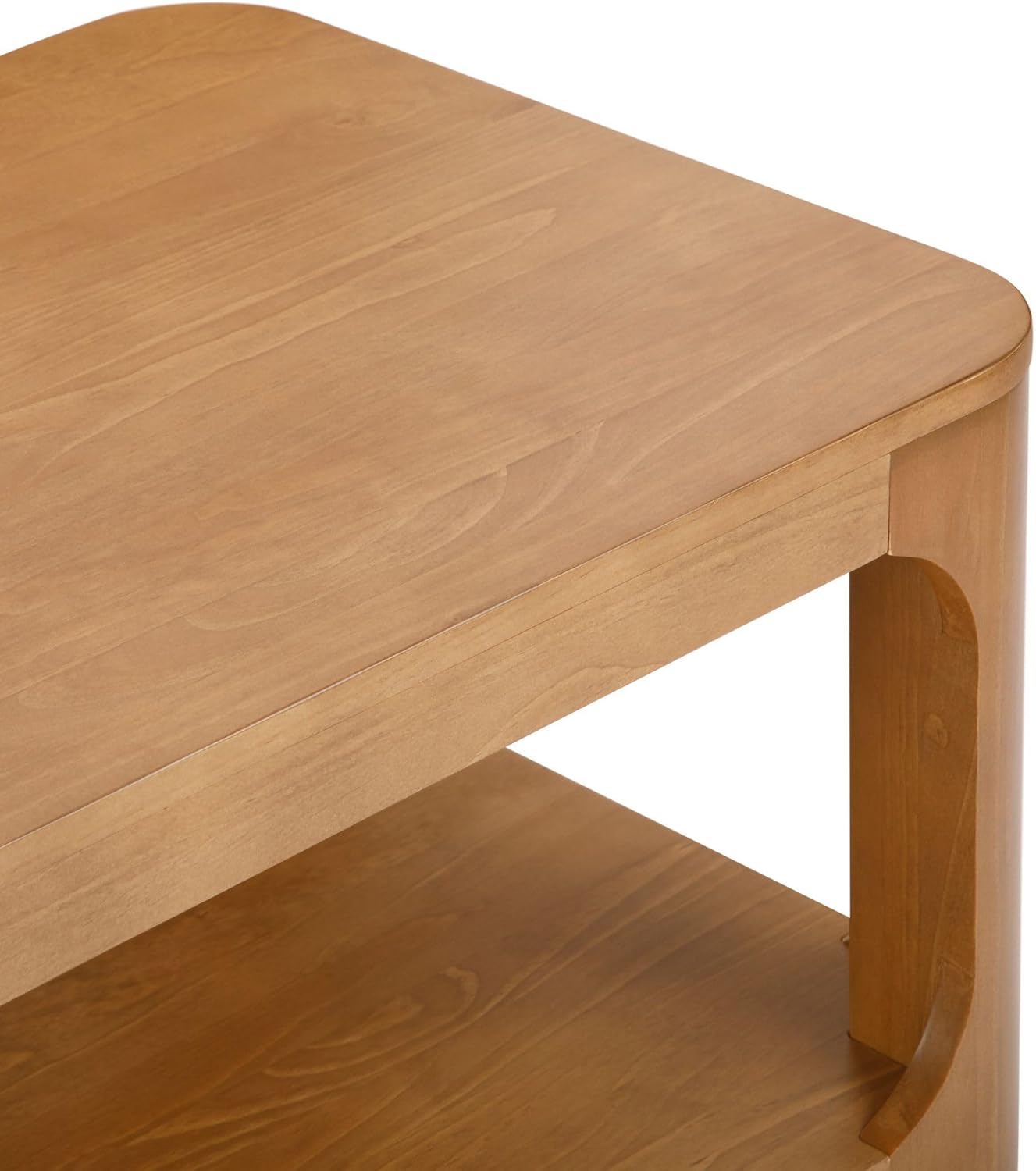 Plank+Beam Small Forma Coffee Table, Solid Wood 40 Inch Modern Coffee Table with Shelf, Contemporary Center Table with Storage Space, Rectangle Tea Table with Storage, Pecan