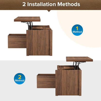 40" Farmhouse Lift Top Coffee Table with Sliding Barn Door,4 in 1 Multi-Function Coffee Tables with Storage Drawers & Hidden Compartment,Converts to Dining Table for Living Room,Walnut