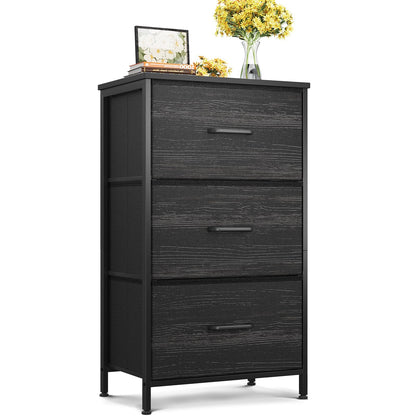 AODK Dresser for Bedroom Nightstand Small Dressers Chest of Drawers End Table for Living Room, Closet Dresser with 3 Storage Drawers Organizer Clothes, Black