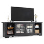 LINSY HOME Farmhouse TV Stand for 65 Inch TV, Wood Entertainment Center with Glass Door Storage Cabinet & Adjustable Shelves, Large Sturdy TV Console Table for Living Room Bedroom