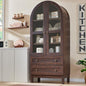 71" Tall Arched Kitchen Pantry, Modern Farmhouse Wood Kitchens Storage Cabinets with 2 Large Drawers and Adjustable Shelves, Versatile Cupboard for Kitchen, Dining Room, Bathroom, Natrual