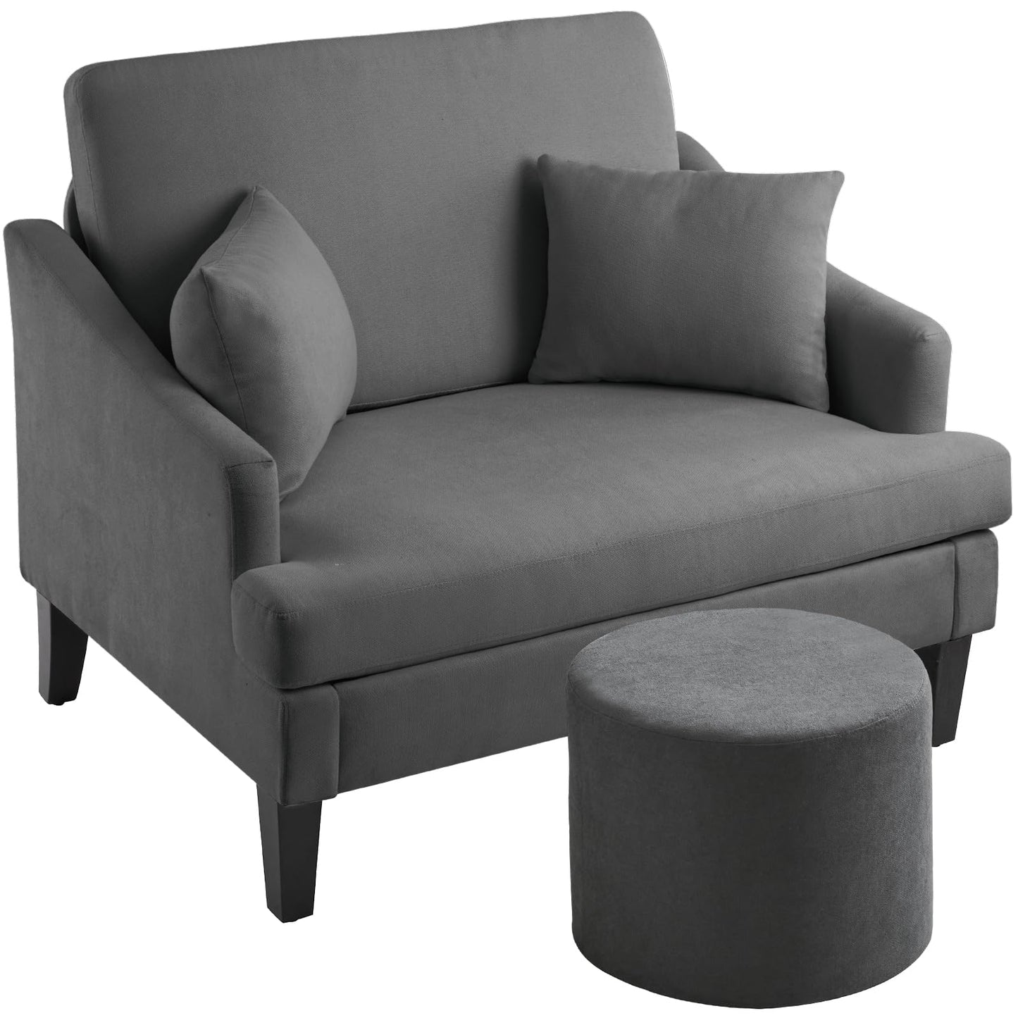 Bezseller Oversized Accent Chair, 33.5'' Wide Seat Comfy Armchair with 2 Pillows, Upholstered Big Reading Chair, Modern Single Sofa Chair for Living Room Bedroom Apartment Office, Beige