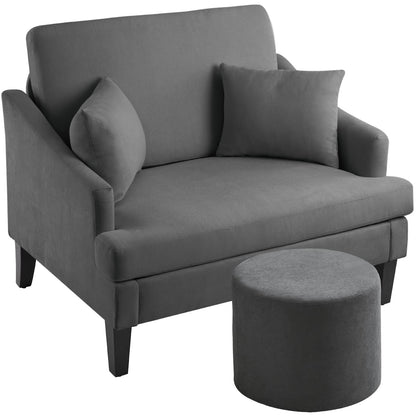 Bezseller Oversized Accent Chair, 33.5'' Wide Seat Comfy Armchair with 2 Pillows, Upholstered Big Reading Chair, Modern Single Sofa Chair for Living Room Bedroom Apartment Office, Beige