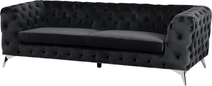 Beliani Chesterfield Style Classic Upholstered Sofa Velvet Fabric Black Sotra