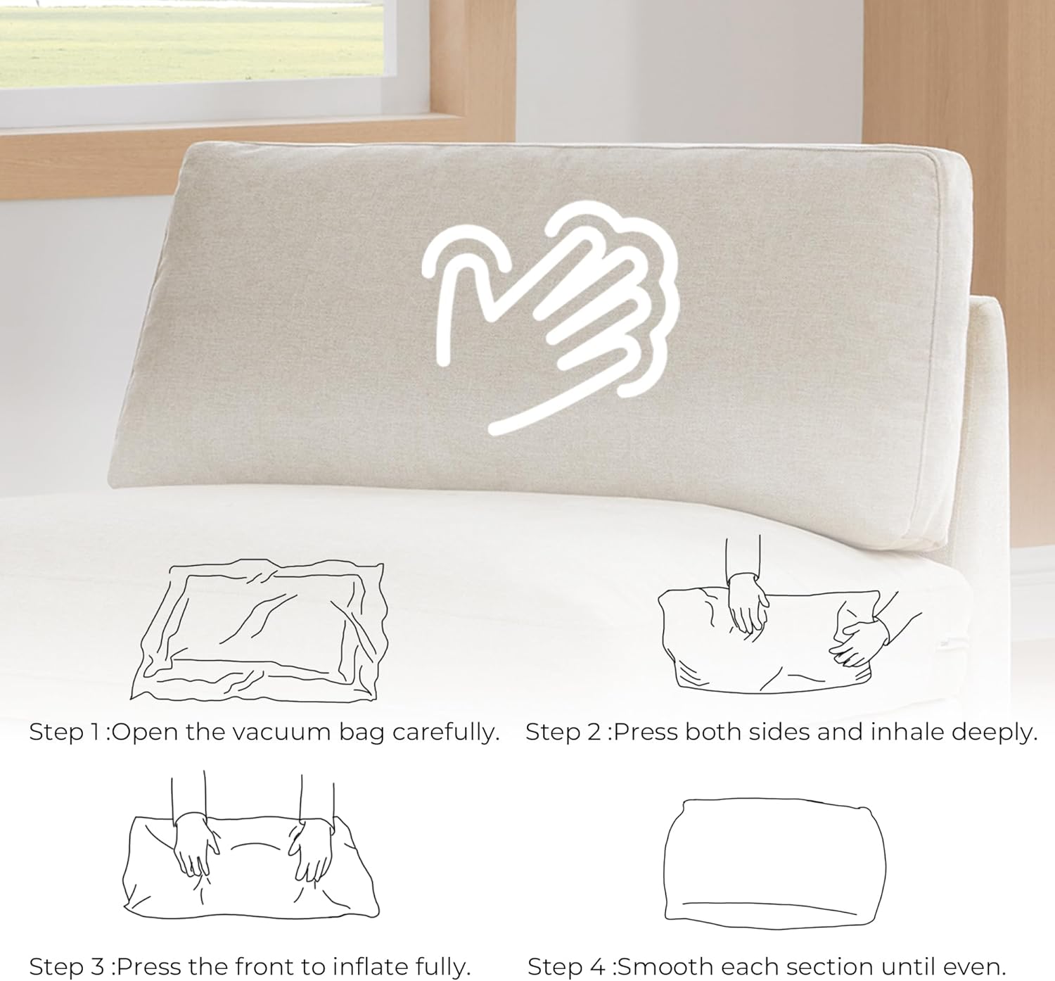 CHITA Super Large Luxury L Shape Convertible Sectional Modular Sofa, Down Filled Modern Sofa with Ottoman, Deep Seat Cloud Couch, 118 inch Width, 4 Seat Couch with Solid Wood Leg, Linen