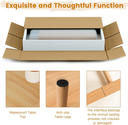 Coffee Table Low Table with Solid Wood Legs, Small Oval Coffee Table Side Table, Floor Table Desk for Sitting on The Floor, Storage and Living Room Furniture for Office Apartment Home, Natural