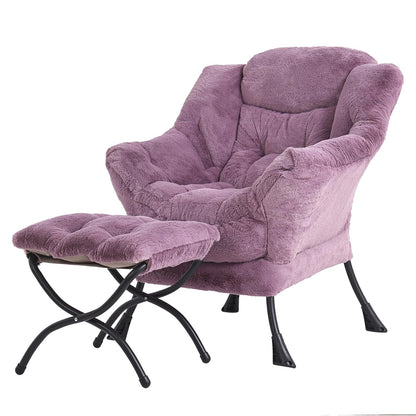 Tiita Lazy Chair with Ottoman, Modern Large Accent Lounge Chair, Leisure Sofa Armchair with Ottoman, Reading Chairs with Footrest for Bedroom, Living Room, Dorm Rooms, Garden