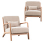 INZOY Mid Century Modern Accent Chair with Wood Frame, Upholstered Living Room Chairs with Waist Cushion, Reading Armchair for Bedroom Sunroom (Beige)