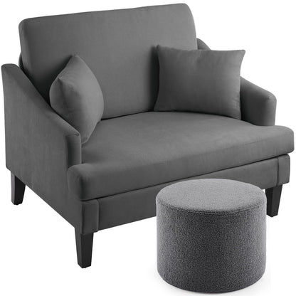 Bezseller Oversized Accent Chair, 33.5'' Wide Seat Comfy Armchair with 2 Pillows, Upholstered Big Reading Chair, Modern Single Sofa Chair for Living Room Bedroom Apartment Office, Beige