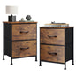 WLIVE Night Stand, Small 2 Drawer Dresser, Nightstand with Fabric Bins for Bedroom, Closet, Dorm, Rustic Brown Wood Grain Print, 11.8" D x 15.7" W x 20.9" H