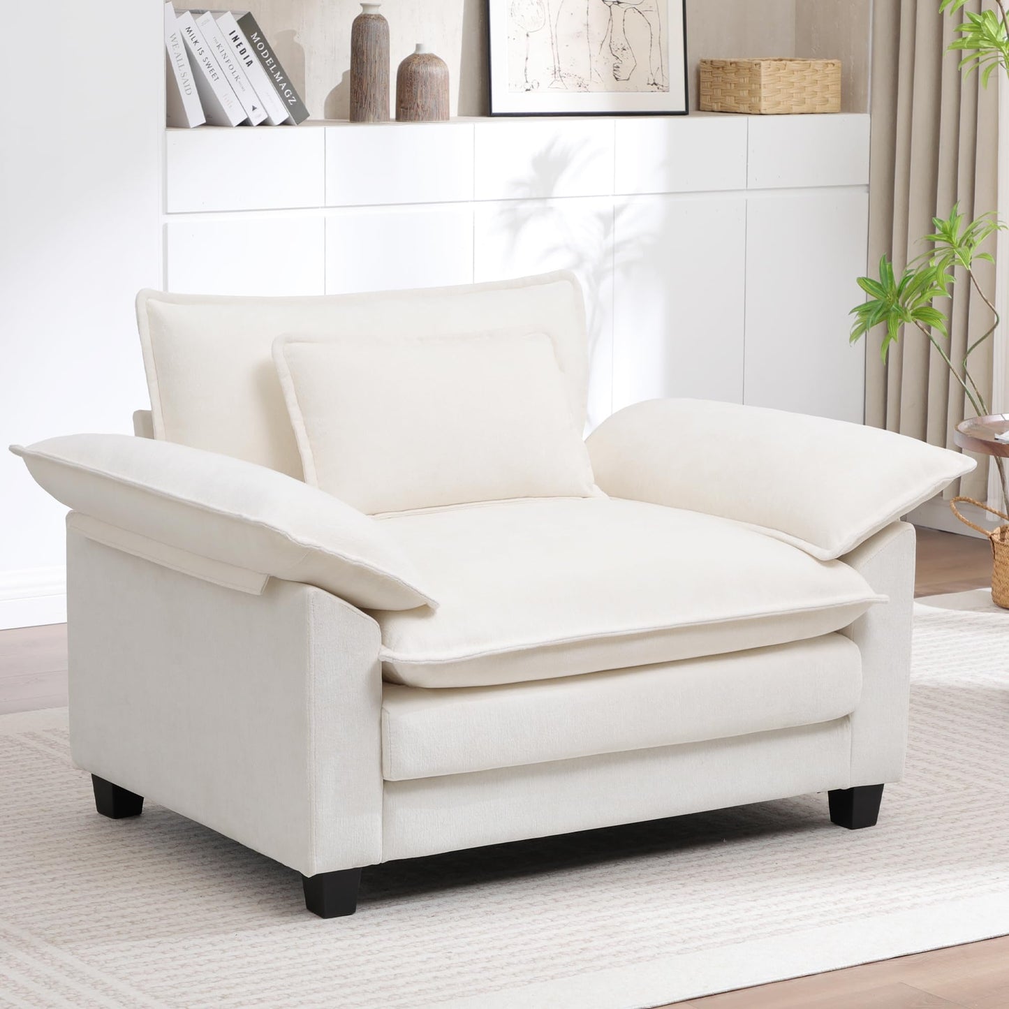 Modern Oversized Accent Chairs Set of 2,Chenille Cloud Sofa Chair with Deep Seat,Upholstered Armchair with Extra Thick,Comfy Reading Chairs for Living Room Bedroom Terracotta Orange