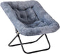 DUMOS Comfy Chair for Adults, Soft Faux Fur Folding Lounge for Bedroom Living Room Dorm Rooms Flexible Reading Chair for Teens, Large Size Foldable (Square-Gray)