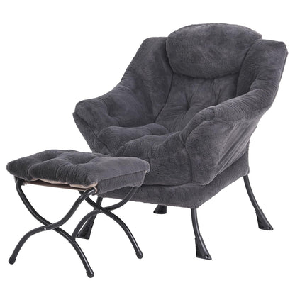 Tiita Lazy Chair with Ottoman, Modern Large Accent Lounge Chair, Leisure Sofa Armchair with Ottoman, Reading Chairs with Footrest for Bedroom, Living Room, Dorm Rooms, Garden