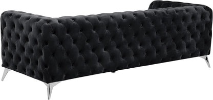 Beliani Chesterfield Style Classic Upholstered Sofa Velvet Fabric Black Sotra