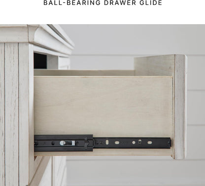 Signature Design by Ashley Wildenauer Farmhouse 2-Drawer Lift-Top Coffee Table with 2 Storage Bins Under Top and Casters, Light Brown & Black