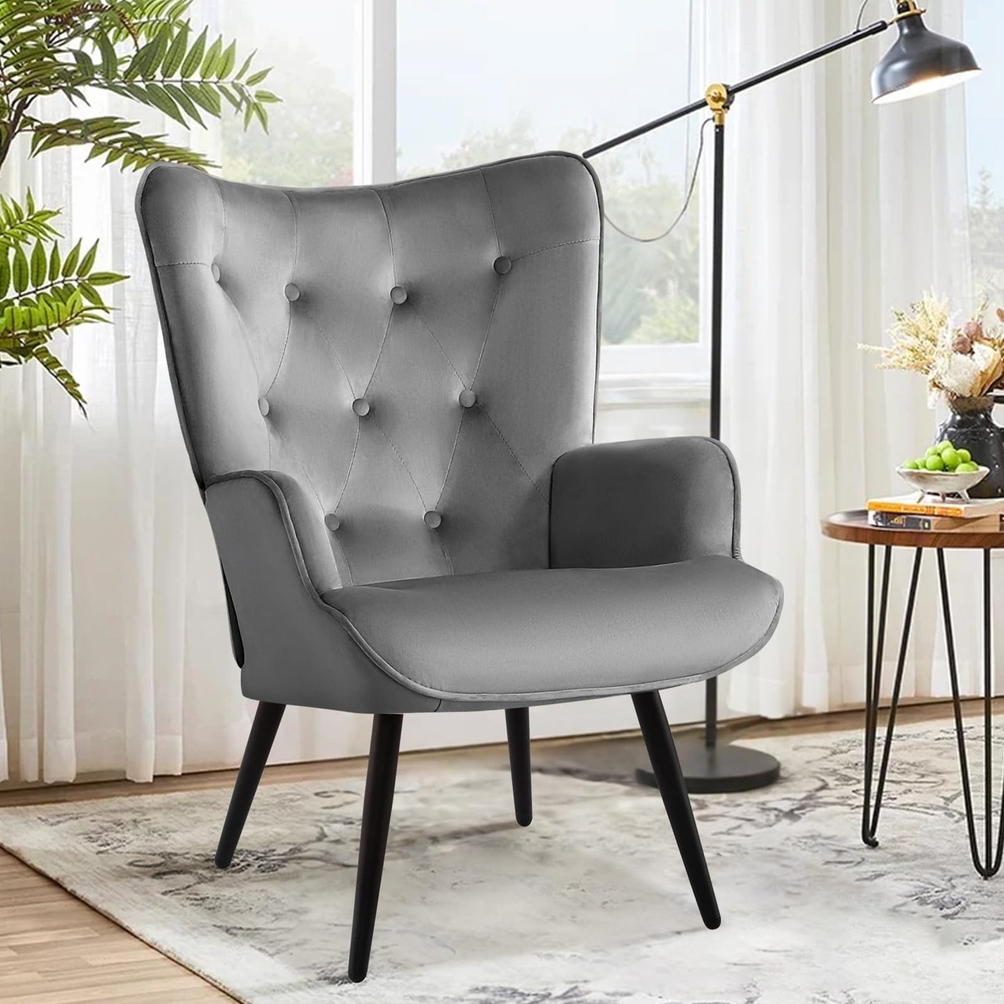 Armchair with Stool, Wing Chair with Stool Made of PU Leather, Armchair, Living Room Recliner Chair with Footrest, Lounge Chair, Upholstered Chair for Living Room, Bedroom, Study, Brown