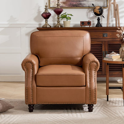 WILLOVE 79'' Faux Leather Sofas for Living Room, Mid Century Modern Couches with Rolled Arm & Nailhead Trim for Small Space, Apartment, Dark Brown